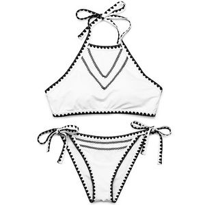 White High Neck Halter Style Bikini